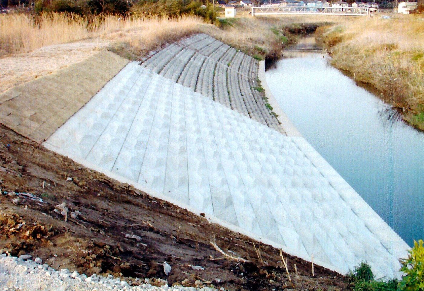 護岸を下流側から見た様子